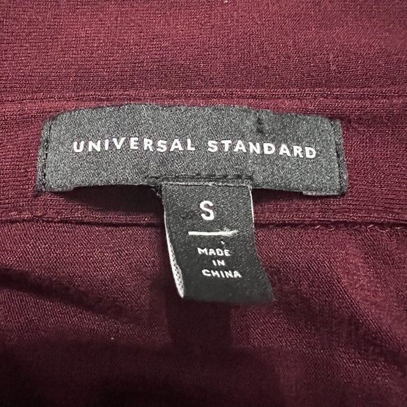 Universal Standard Shirt Dress Small 14 16 Burgundy Jersey Maxi Button Side Slit - Picture 11 of 14